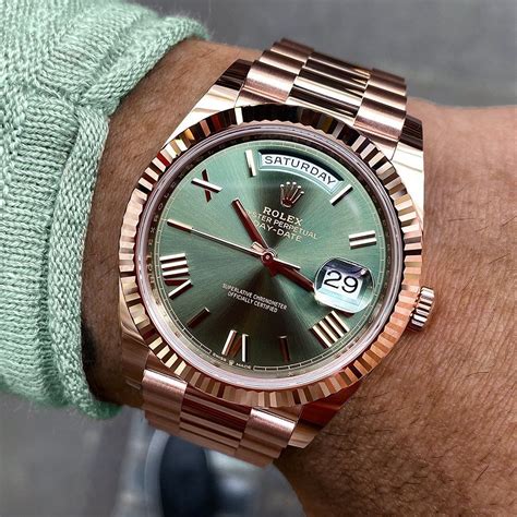 rolex day date olive green price